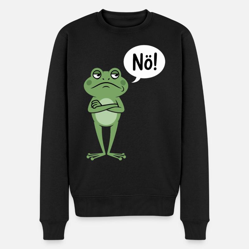 Skeptischer Frosch Mit Nö Spruch - Männer Premium Bio Pullover - Schwarz