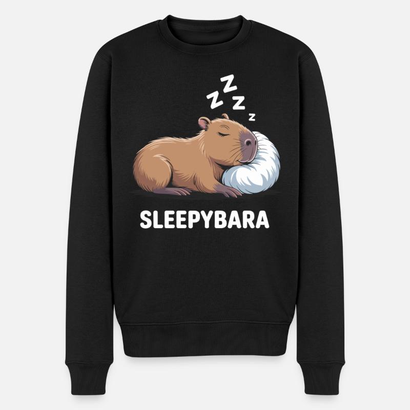 Sleepybara Capybara Dormir - Pull Premium bio Homme - noir
