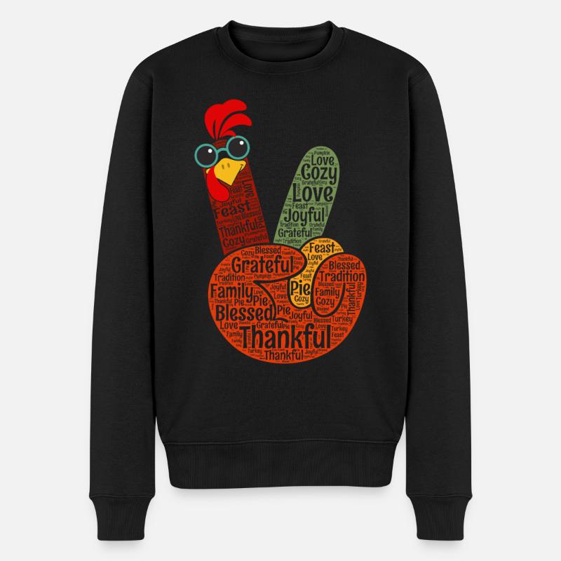 Dankbares Peacezeichen Hand - Männer Premium Bio Pullover - Schwarz