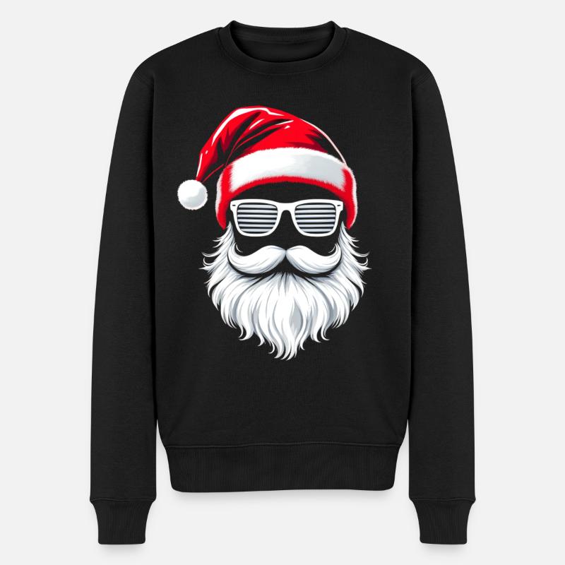 Weihnachtsmann Mit Sonnenbrille Santa Hipster - Männer Premium Bio Pullover - Schwarz