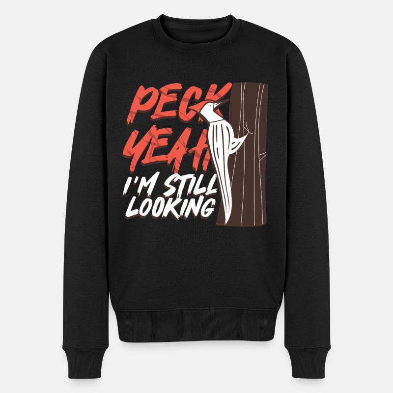 Elfenbein Specht Vogelbeobachter Peck Yeah - Männer Premium Bio Pullover - Schwarz