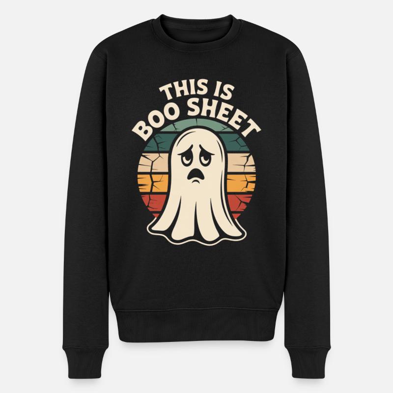 Geist Halloween Retro - Männer Premium Bio Pullover - Schwarz