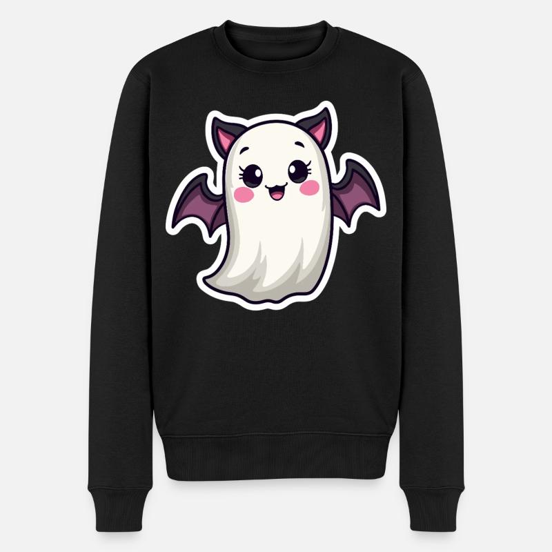 Halloween Fledermaus Geist - Männer Premium Bio Pullover - Schwarz