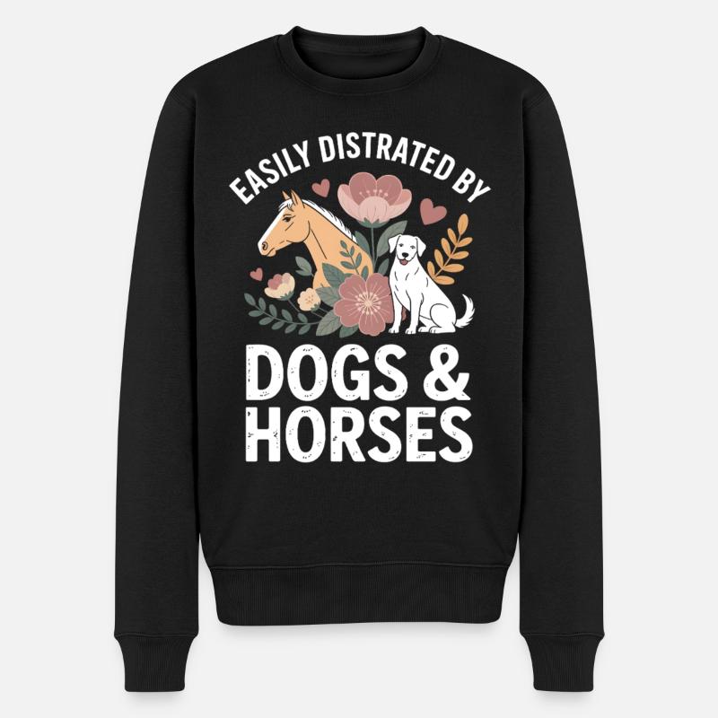 Chiens et chevaux Distraction Motif - Pull Premium bio Homme - noir