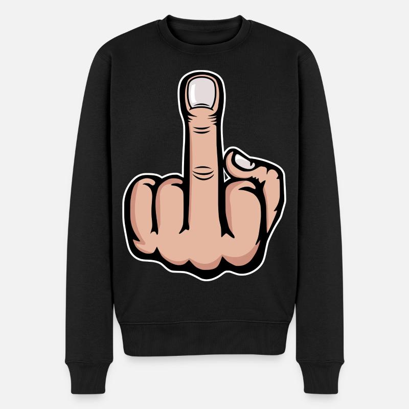 Mittelfinger Stinkefinger Design - Männer Premium Bio Pullover - Schwarz