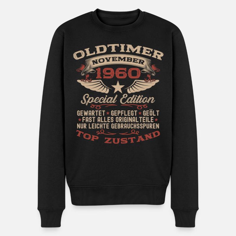 65. Geburtstag Geschenk Oldtimer November 1960 - Männer Premium Bio Pullover - Schwarz
