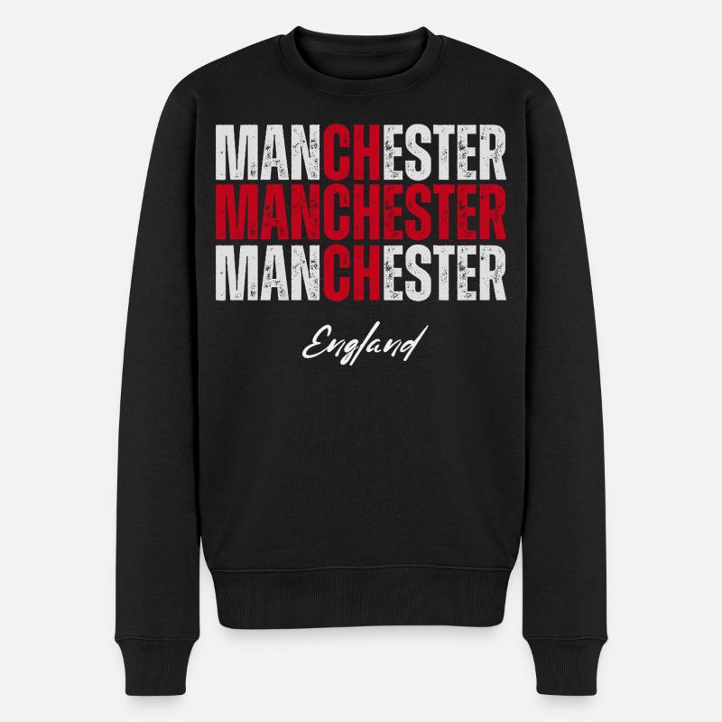 Manchester Angleterre, British Pride - Pull Premium bio Homme - noir