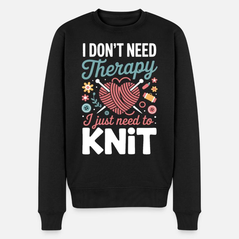 Knit Therapy Herz - Männer Premium Bio Pullover - Schwarz