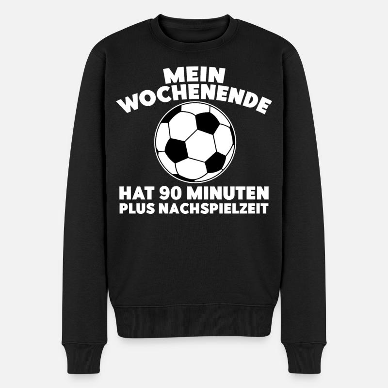 Mein Wochenende hat 90 Minuten plus Nachspielzeit - Männer Premium Bio Pullover - Schwarz