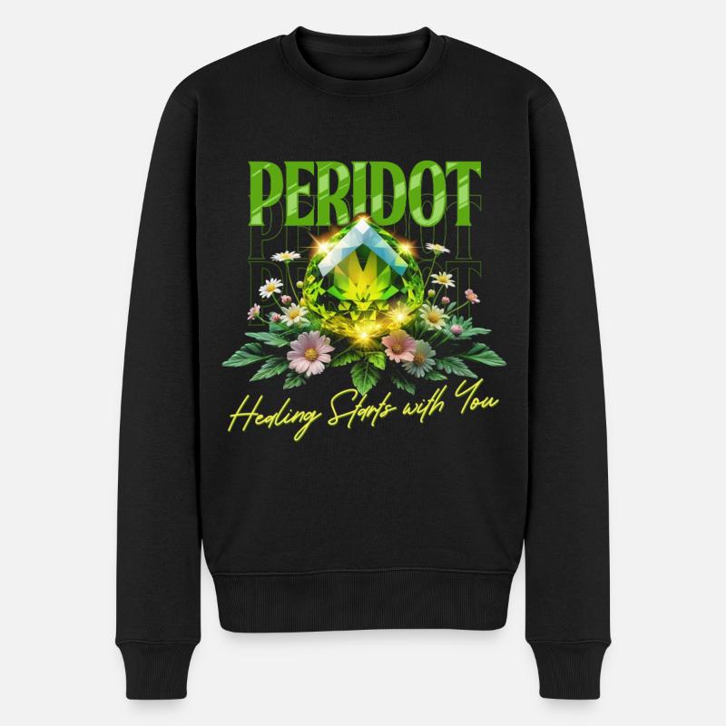 Geburtsstein August Peridot - Männer Premium Bio Pullover - Schwarz