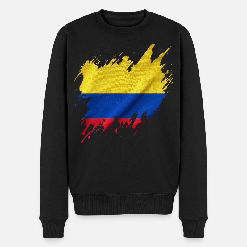 Drapeau de la Colombie, style déchiré - Pull Premium bio Homme - noir