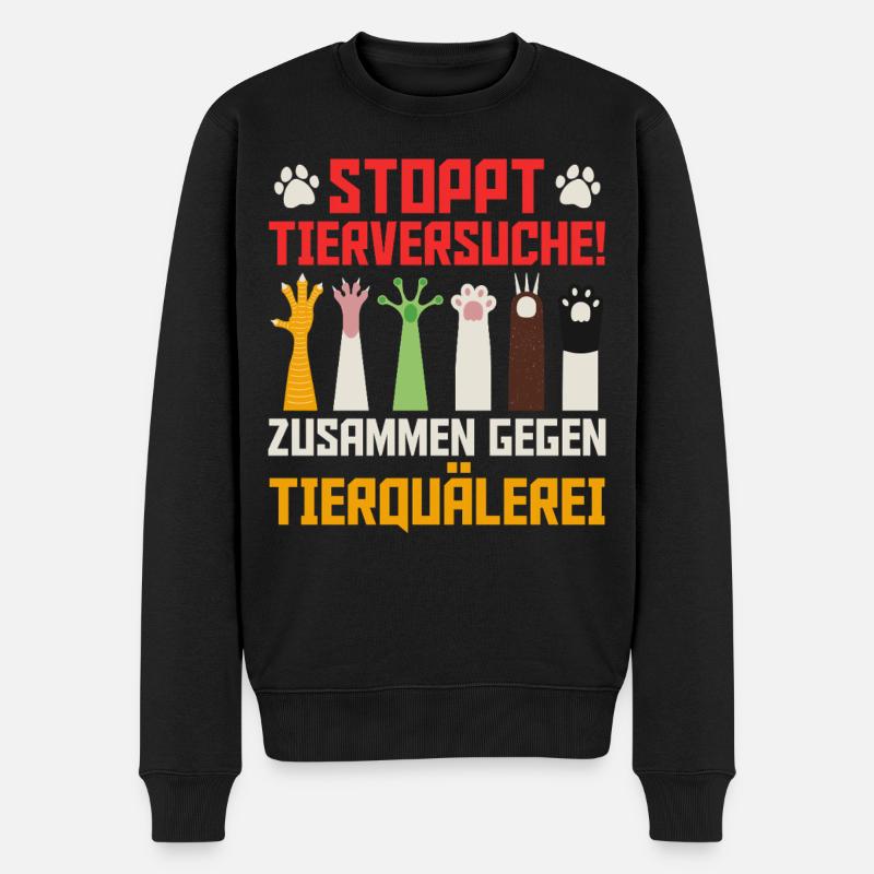 Tierschutz STOPPT TIERVERSUCHE LUSTIG - Männer Premium Bio Pullover - Schwarz