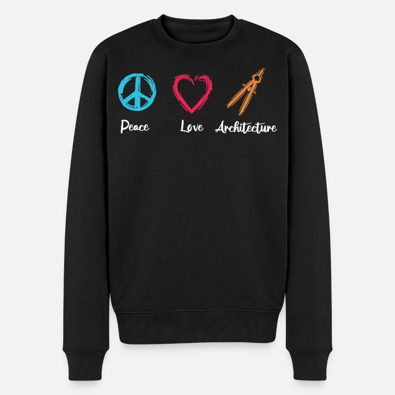 Frieden Liebe Architektur - Männer Premium Bio Pullover - Schwarz