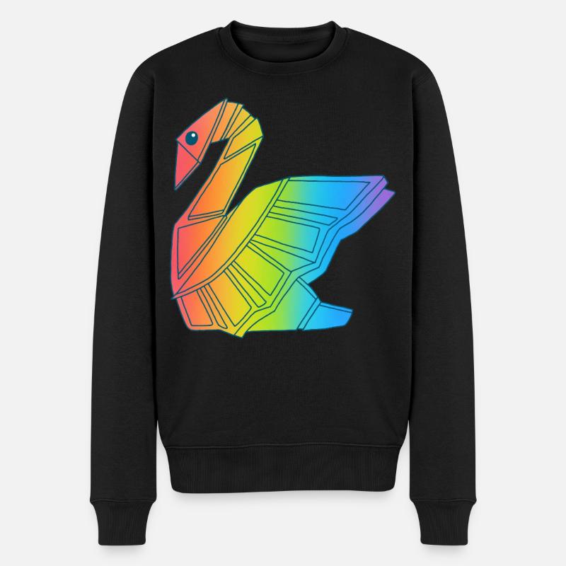 Regenbogen-Schwan - Männer Premium Bio Pullover - Schwarz