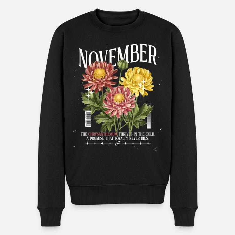 Geburtsblumen Geburtsblume November Chrysantheme - Männer Premium Bio Pullover - Schwarz
