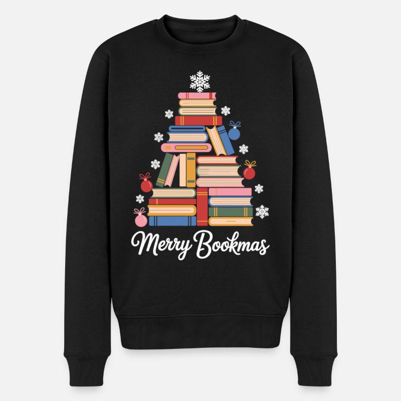 Weihnachtsbaum aus Büchern  Perfekt für Leseratten - Männer Premium Bio Pullover - Schwarz