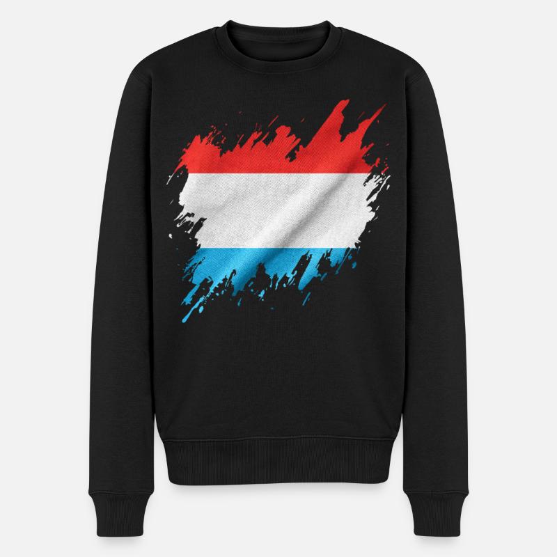Luxemburger Flagge, Rissenstil - Männer Premium Bio Pullover - Schwarz