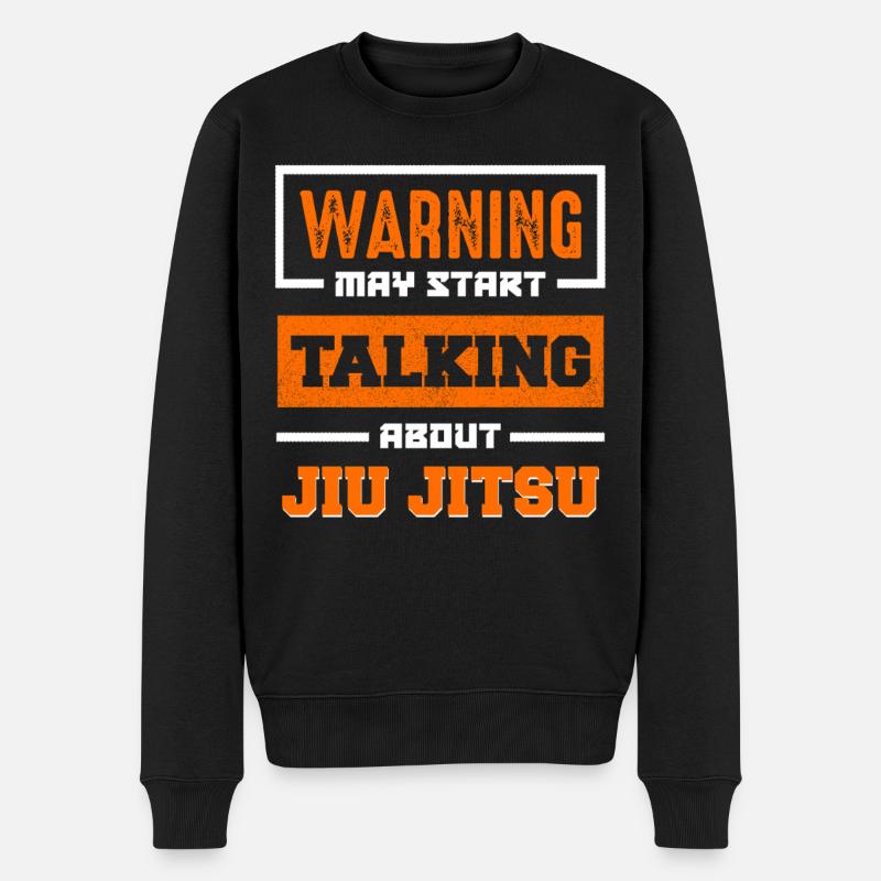 Warnung Jiu Jitsu Gesprächsthema - Männer Premium Bio Pullover - Schwarz