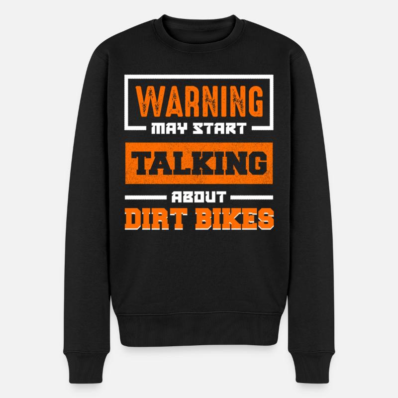 Advarsel: Dirt Bikes Talk Start - Økologisk premium-sweatshirt til mænd - sort