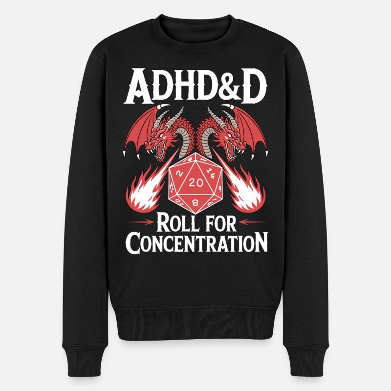 Roll for concentration ADHD - Men's Premium Organic Jumper - black