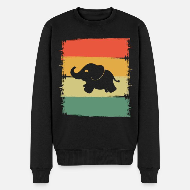 Elefant - Männer Premium Bio Pullover - Schwarz