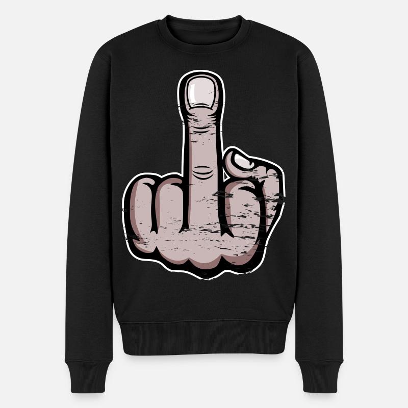 Mittelfinger Cartoon - Männer Premium Bio Pullover - Schwarz