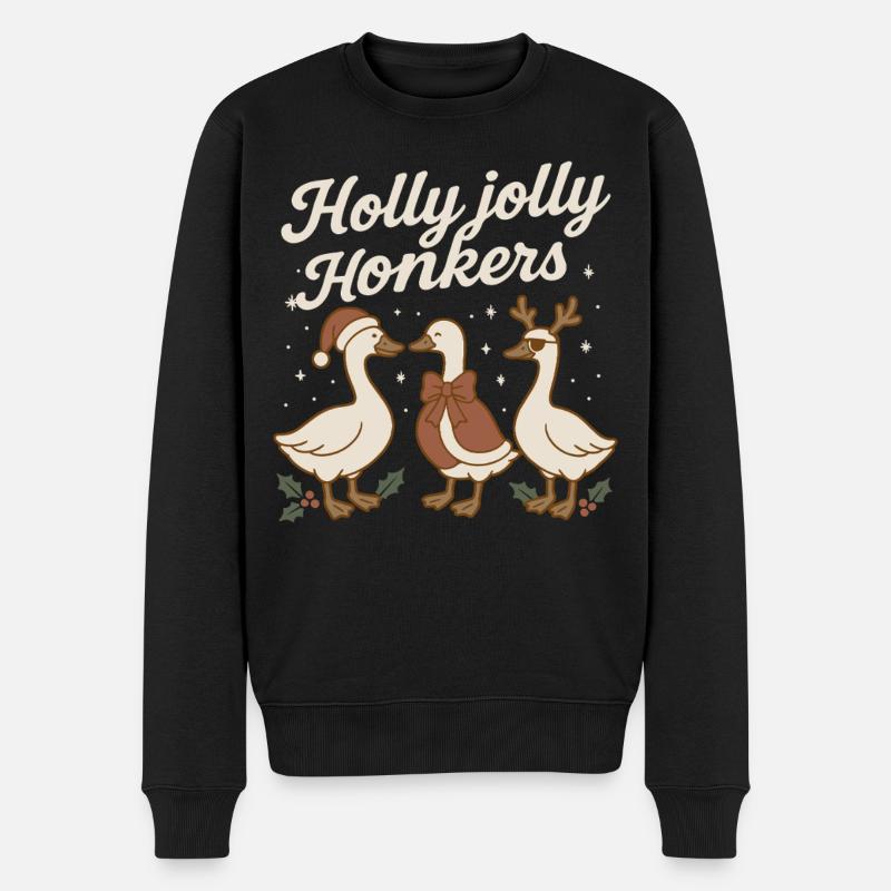 Weihnachtsgans Holly Jolly Honkers - Männer Premium Bio Pullover - Schwarz