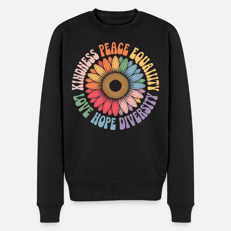 Sonnenblume Frieden Liebe Hoffnung Diversität - Männer Premium Bio Pullover - Schwarz