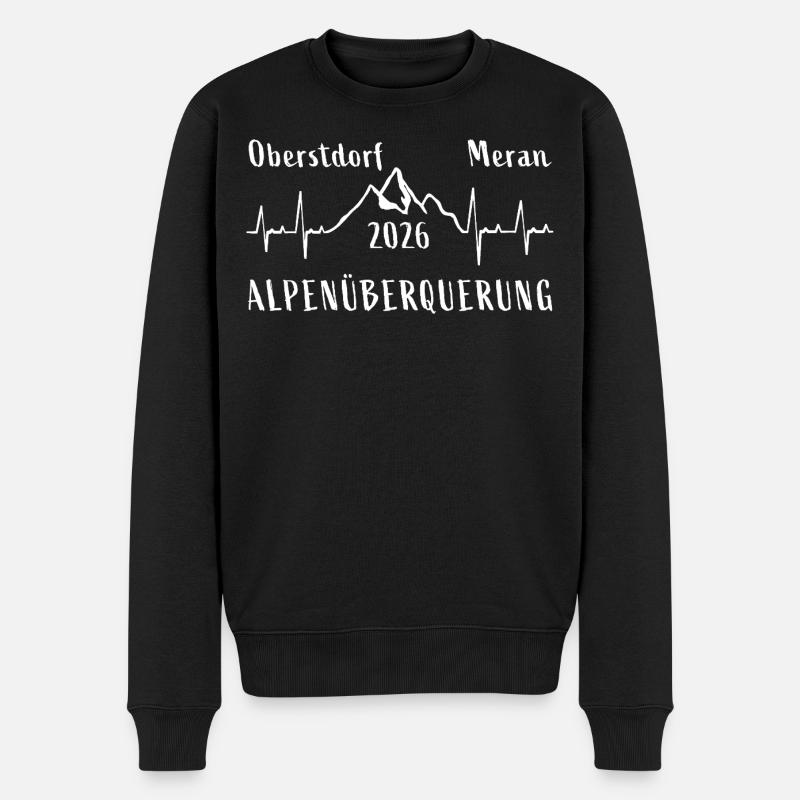 Alpenüberquerung 2026 Oberstdorf Meran E5 - Männer Premium Bio Pullover - Schwarz