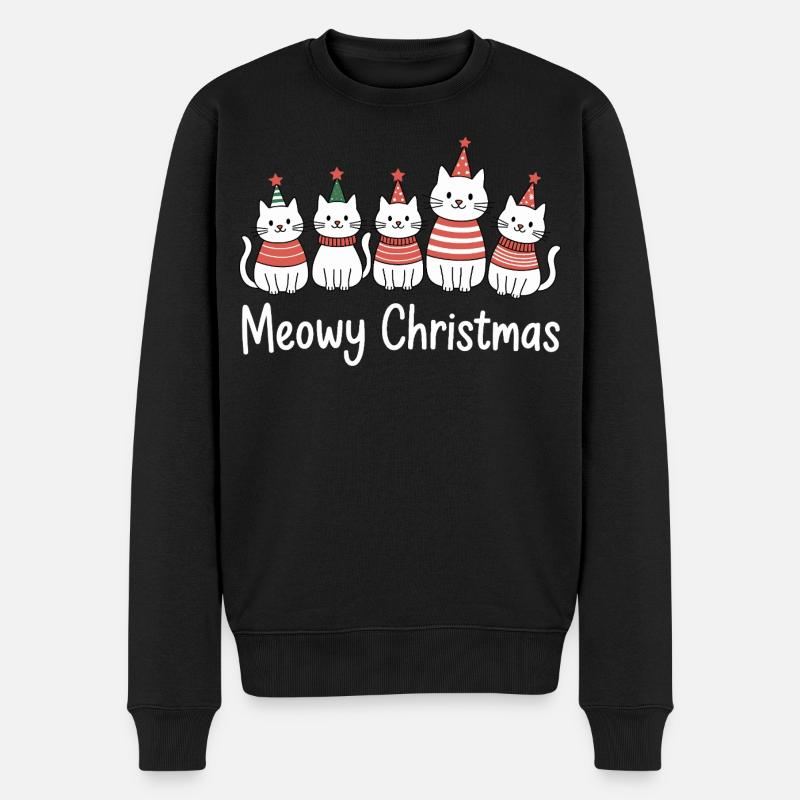 Meowy Christmas Katzen Fest - Männer Premium Bio Pullover - Schwarz