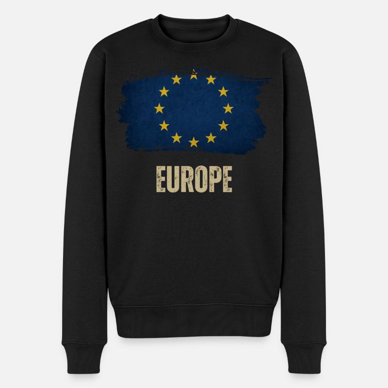 Drapeau grunge de l’Europe, j’aime l’Europe - Pull Premium bio Homme - noir