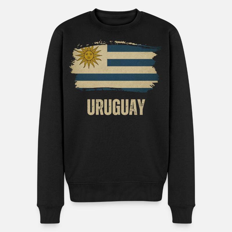 Grunge-Flagge von Uruguay, ich liebe Uruguay - Männer Premium Bio Pullover - Schwarz