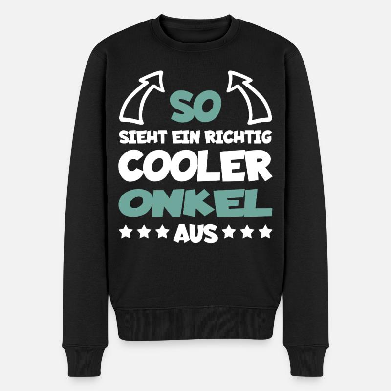 Richtig Cooler Onkel Lustig Geschenkidee - Männer Premium Bio Pullover - Schwarz