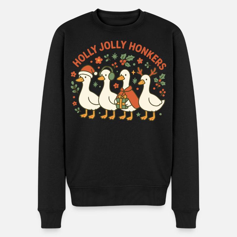Weihnachtsgans Holly Jolly Honkers Fun Design - Männer Premium Bio Pullover - Schwarz