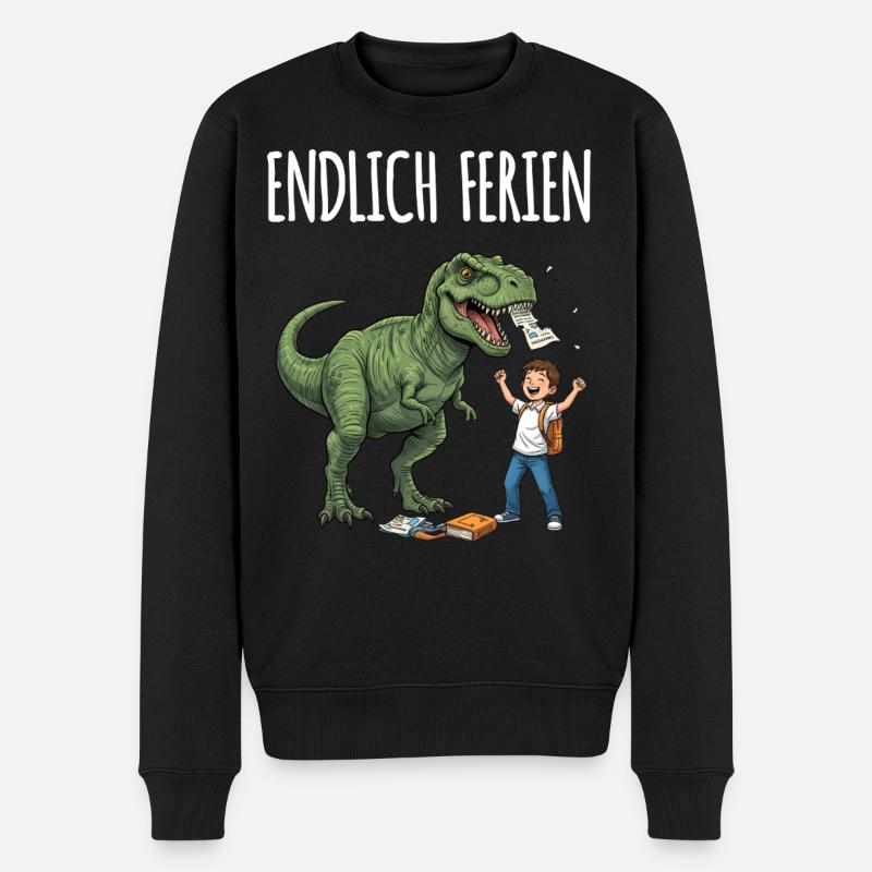 Endlich Ferien Dino Spaß - Männer Premium Bio Pullover - Schwarz