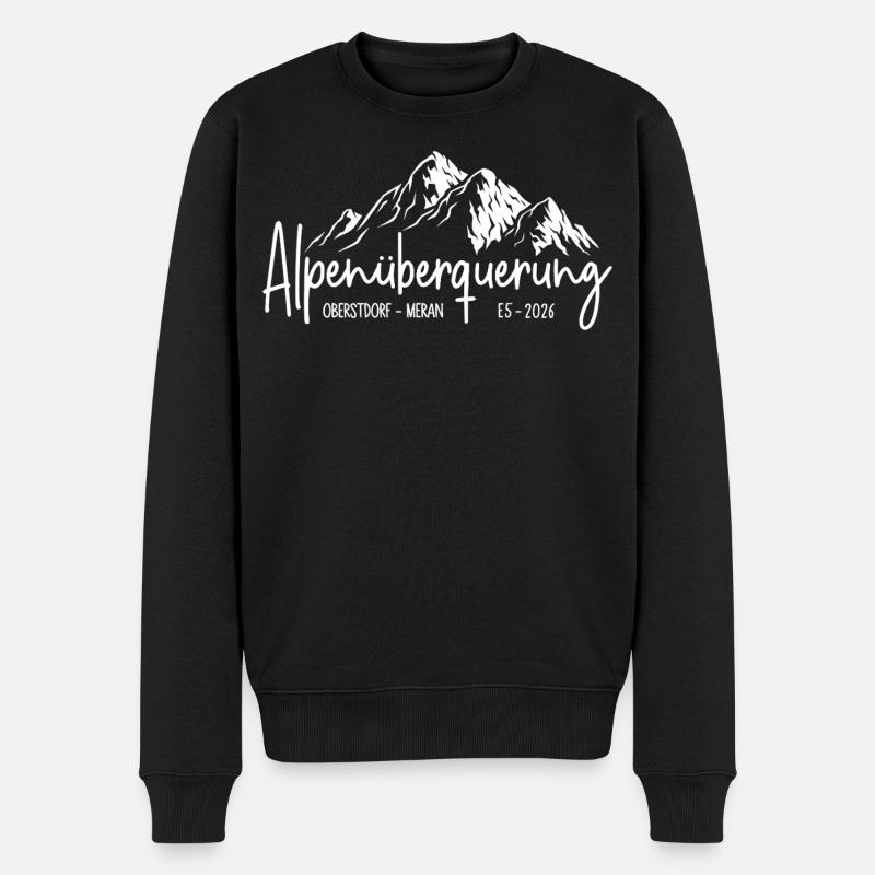 Alpenüberquerung 2026 E5 Oberstdorf Meran - Männer Premium Bio Pullover - Schwarz