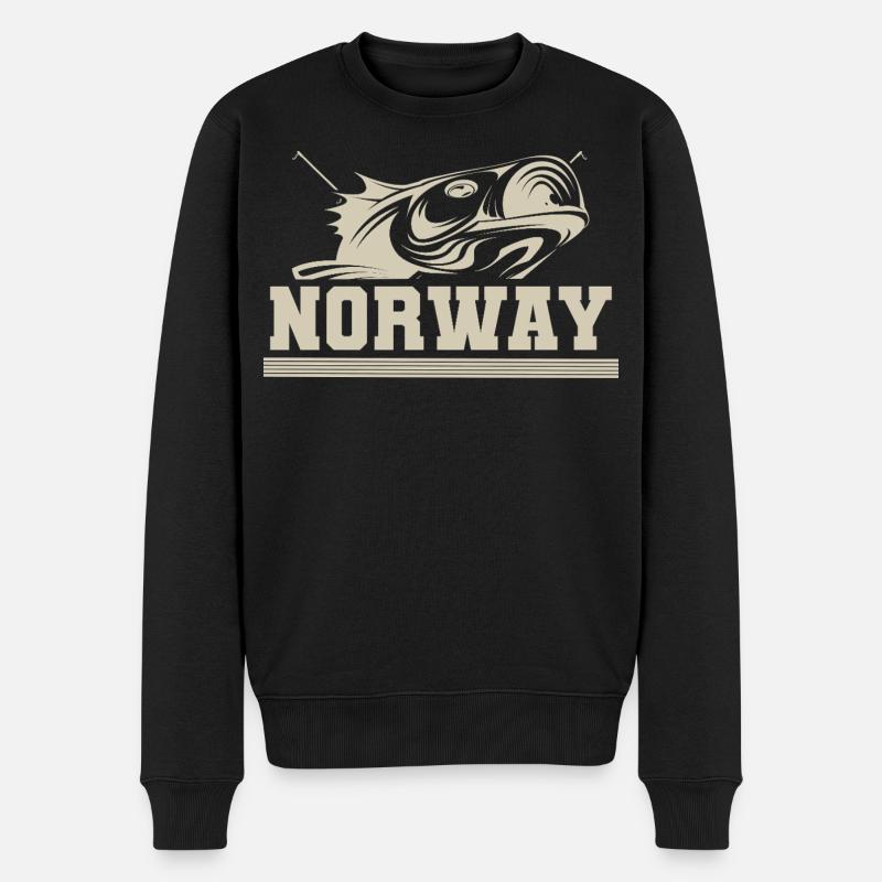 Norwegen Angeln - Männer Premium Bio Pullover - Schwarz