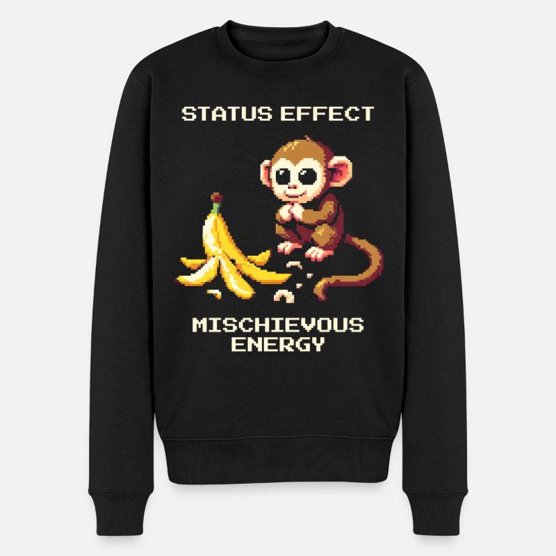 Status-Effekt: Schelmische Energie | Affenwitz - Männer Premium Bio Pullover - Schwarz