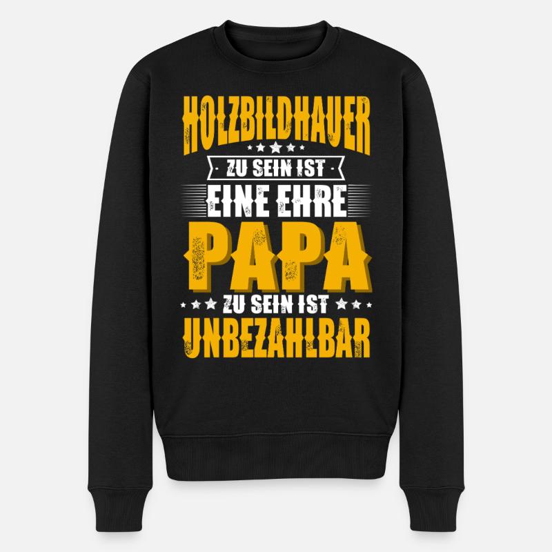Holzbildhauer Papa - Männer Premium Bio Pullover - Schwarz