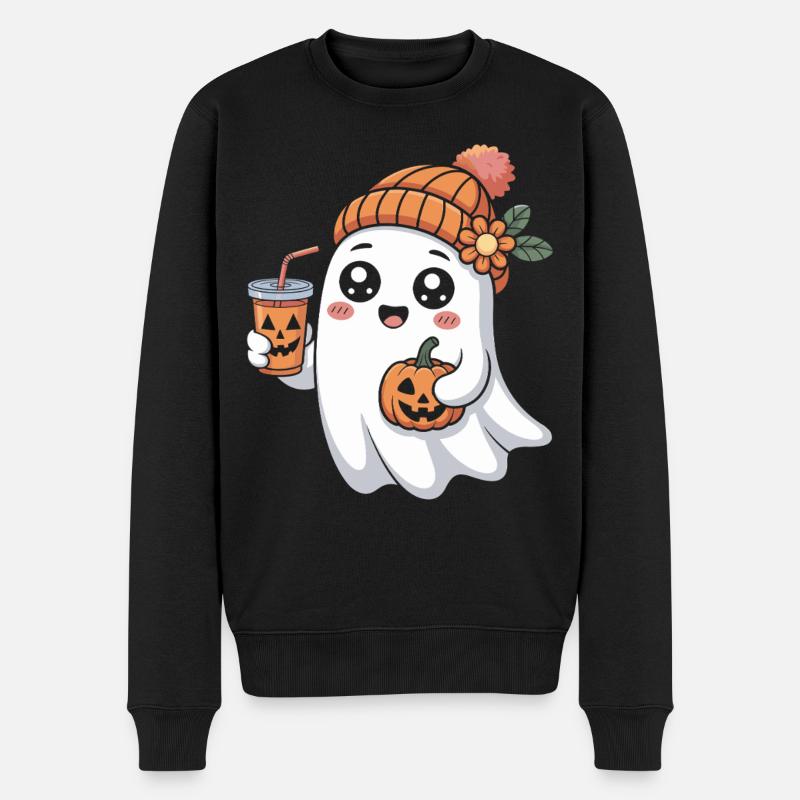 Ghost Halloween Pumpkin Latte Fun - Pull Premium bio Homme - noir