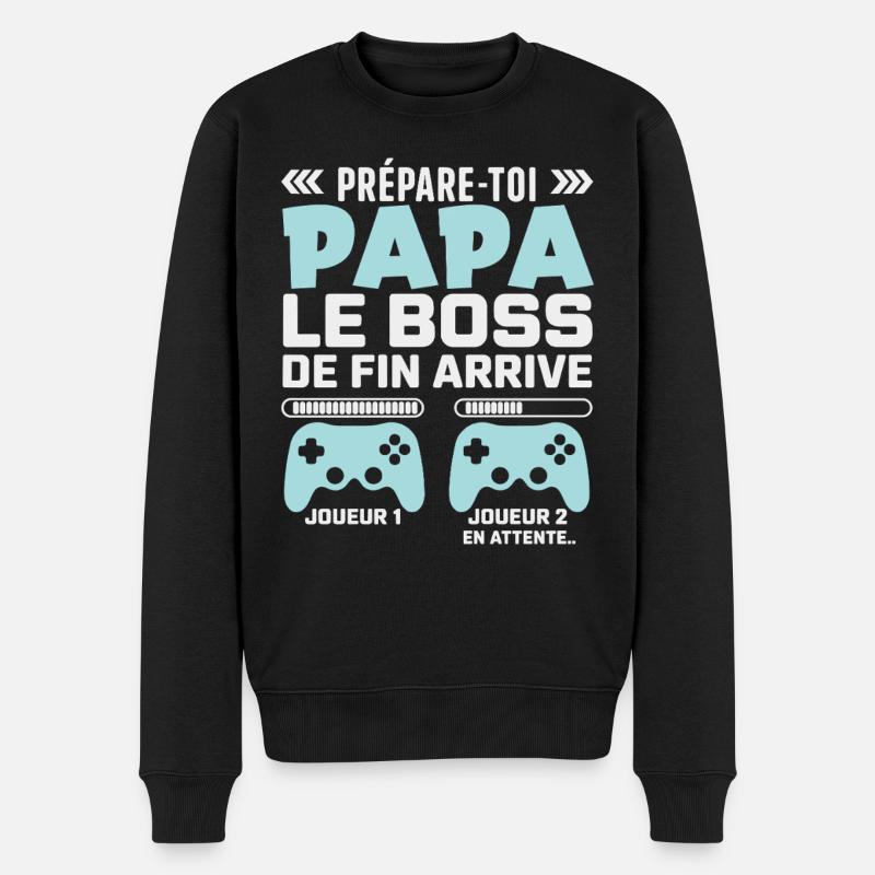 Design Humor Gaming Werdender Vater - Männer Premium Bio Pullover - Schwarz