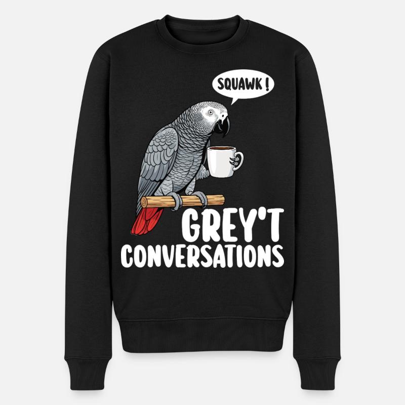 Oiseau Perroquet Gris D'Afrique Humour - Pull Premium bio Homme - noir