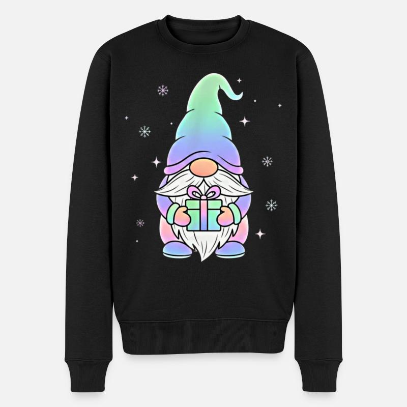 Gnome de Noël Pastel Dégradé - Pull Premium bio Homme - noir