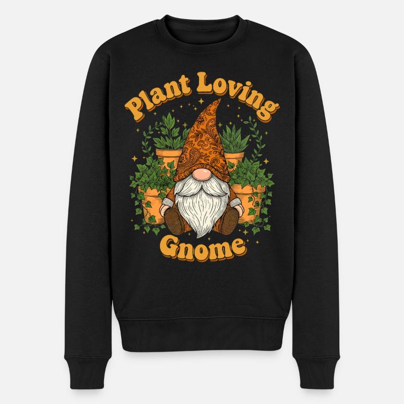Gnome amoureux des plantes - Crowing Wichtel - Pull Premium bio Homme - noir
