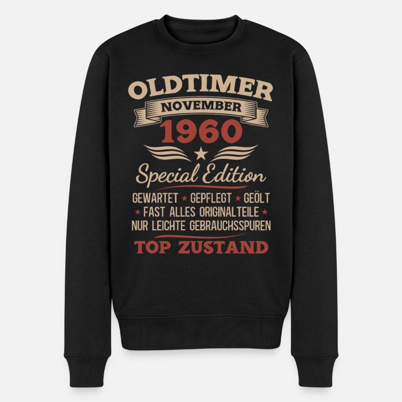 65. Geburtstag Geschenk Oldtimer November 1960 - Männer Premium Bio Pullover - Schwarz