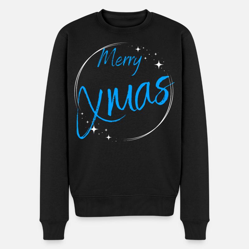 Frohe Weihnachten Script Circle - Männer Premium Bio Pullover - Schwarz