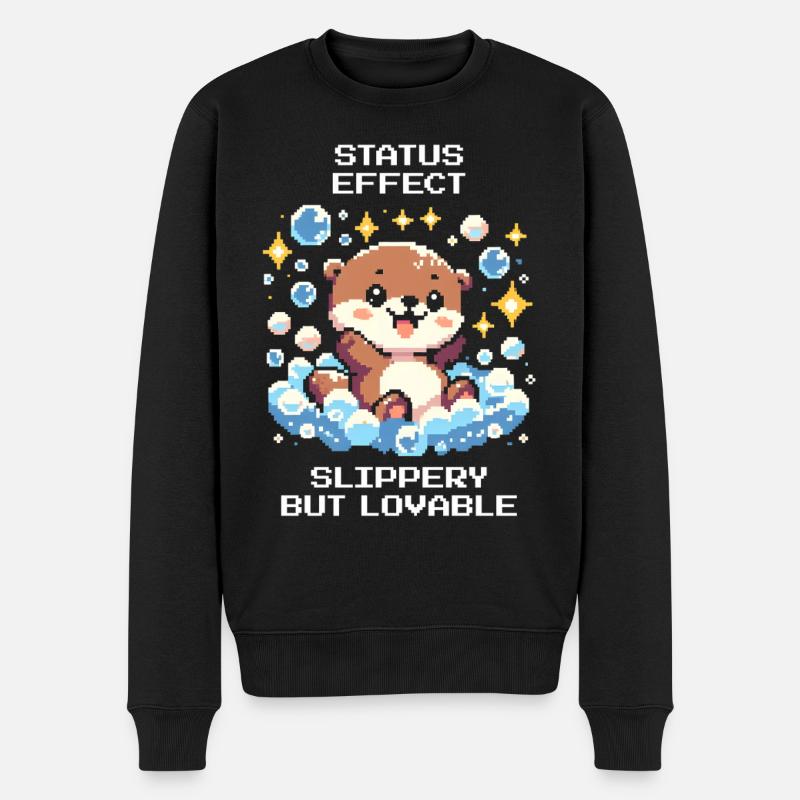 Statuseffekt: glitschig, aber liebenswert | Otter - Männer Premium Bio Pullover - Schwarz