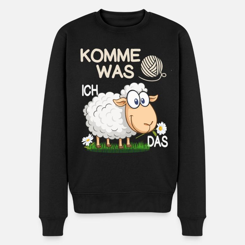 Lustiger Spruch Komm Was Wolle Ich Schaf das - Männer Premium Bio Pullover - Schwarz
