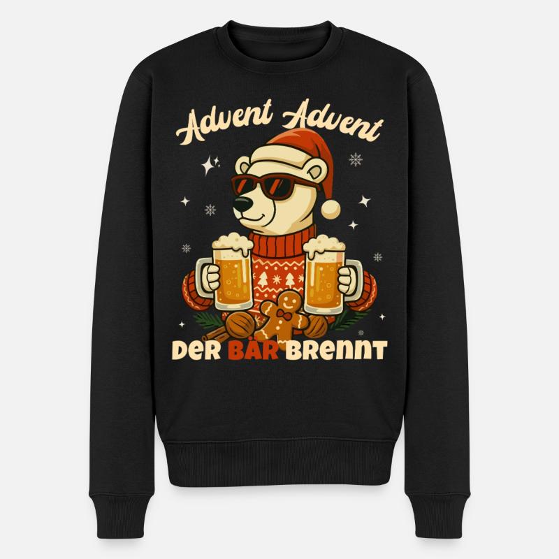 Advent Advent – Der Bär brennt - Männer Premium Bio Pullover - Schwarz