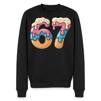 Donut 69 Zuckerguss NeonPrint - Männer Premium Bio Pullover - Schwarz - Vorne - Nico (187cm)